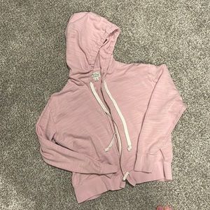 J Crew zip up pink hoodie in vintage fleece